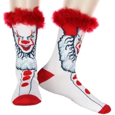 IT Horror Movie Pennywise 3D Fuzzy Hair Men's Crew Socks Shoe Size 6-12
