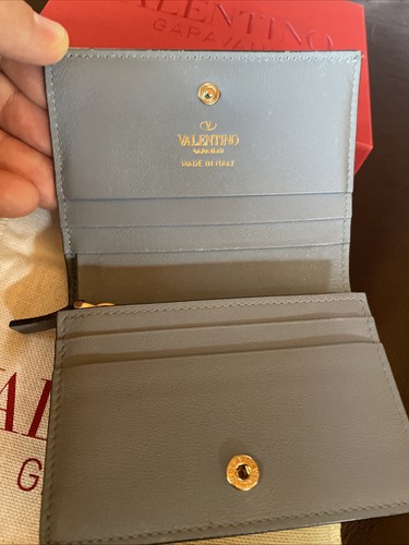 VALENTINO GARAVANI Rock Stud Billfold Wallet w/ Zip Coin Pocket 5 Card Slots EUC - Picture 5 of 8