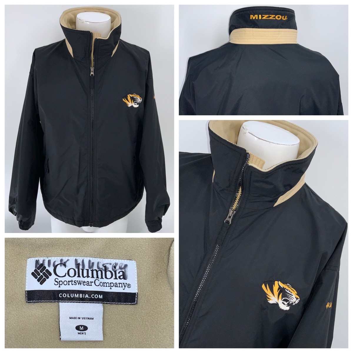 Missouri Tigers Columbia Full Zip Jacket M Men Black Fleece Lined