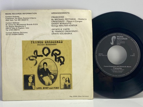 FRANCO CRESCENZO SIMONA MOORE Francoise / Estate A Capri Mora Records 7" Single - Foto 2 di 6