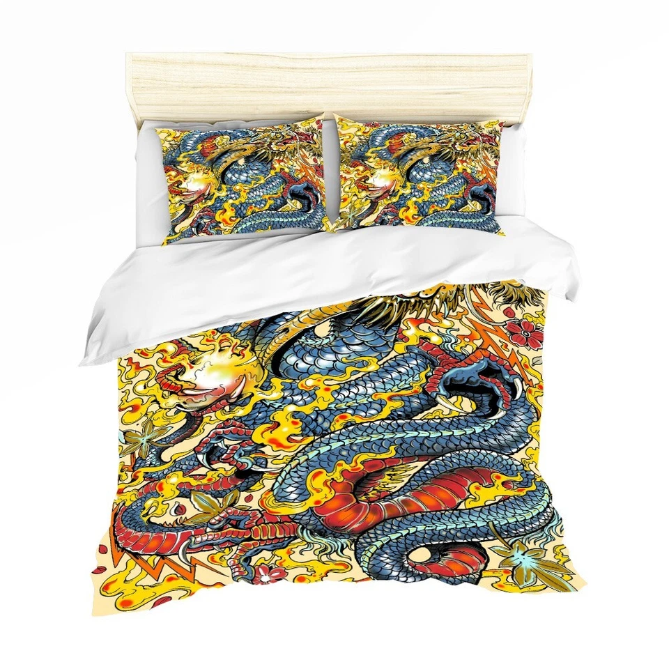 3D дракон цветочный жемчуг цветной лоскутное одеяло комплект постельного белья наволочки 64 - Изображение 2 из 4
