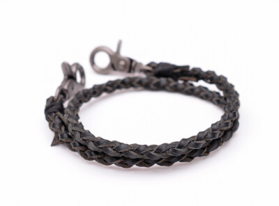 22'' Cool Black Braided Leather Rocker Biker Jeans Keychains Key Wallet Chain