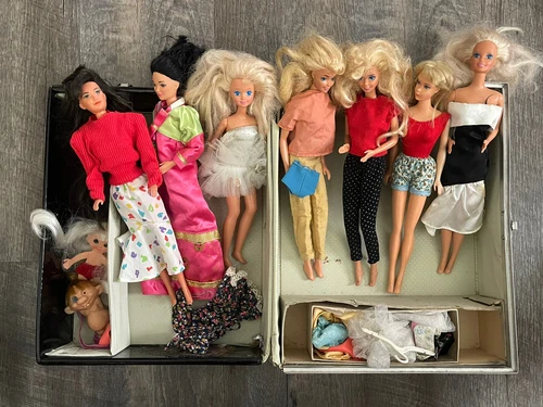 Lot of 7 Vintage Mattel Barbie Dolls, Clothes Extras Bundle 1960’s - 1980’s