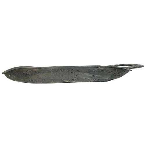 Vintage Silent Butler Crumb Catcher Tray Ornate Hammered Embossed Metal Japan - Picture 10 of 14