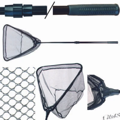 DELTA FISHING Aluminium Tele Unterfang Kescher 1,55m Kopf 50cm Masche 5mm Kva