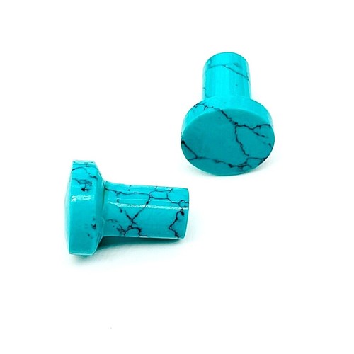 Blue Turquoise Single Flare Ear Plugs, Handmade PAIR  Size 3MM to 25MM & More - Picture 3 of 5