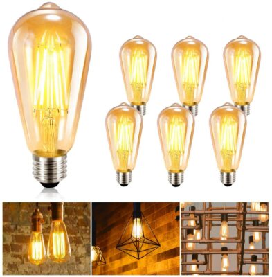 6st Glühbirne Edison Vintage LED Lampe E27 4W/220V Warmweiß für decorative Neu..