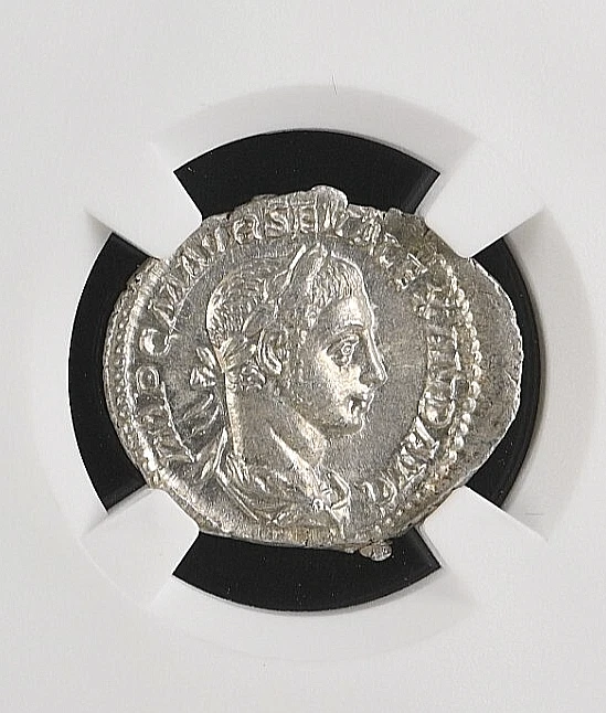Roman Empire Sev. Alexander AD 222-235 AR Denarius (2.99g) rv emperor NGC Ch AU - Image 4 of 4