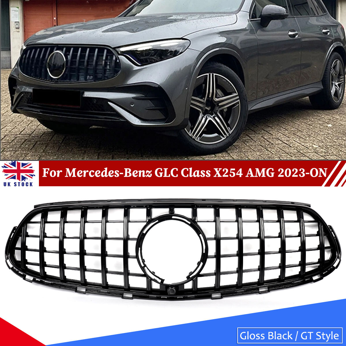 For Mercedes GLC Class X254 AMG 2023-ON Gloss Black GT Front Bumper Grille Grill