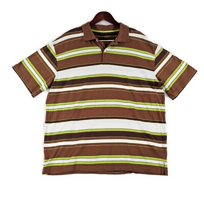 Bailey's Point Mens Striped Polo Shirt Short Sleeve Button Front Multicolor XL
