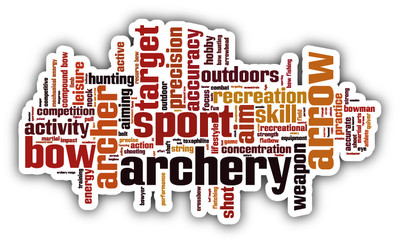 Archery Sport Word Cloud Car Bumper Sticker Decal 6'' x 3''