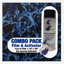 hydrographic film / activator Blue Flaming Skulls hydro dip dipping wizard