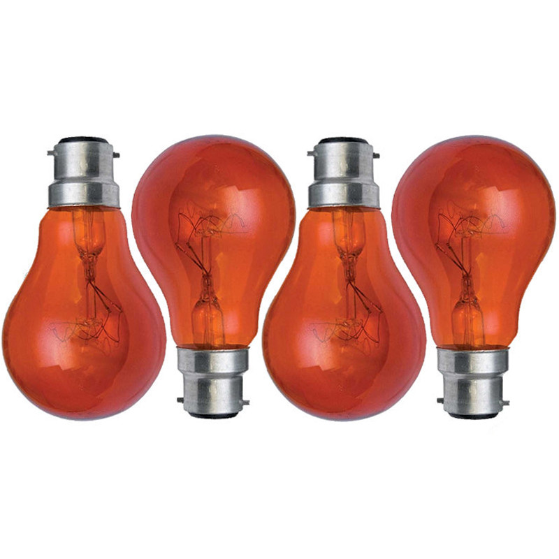 4 x 40W & 60W Red Fireglow GLS Light Bulbs BC B22 for Flame