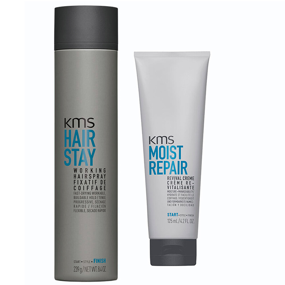 Увлажняющий восстанавливающий крем KMS Moistrepair Revival Creme 125 мл + 300 мл спрея для укладки волос