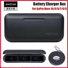 MAXCAM Power Triple Battery Charger Charging Case for GoPro Hero 10 9 8 7 6 5