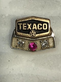 Vintage Texaco Oil Employee Service Pin 10k Gold 2 Diamonds & Ruby Super RARE!