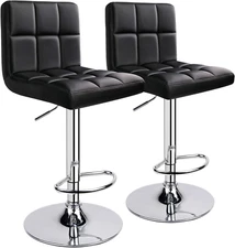 Leopard Bar Stools, Modern PU Leather Adjustable Swivel Bar Stool with Back, Set