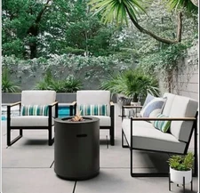 ✨️  Round Metal Fire Column firepit - Black - Project 62