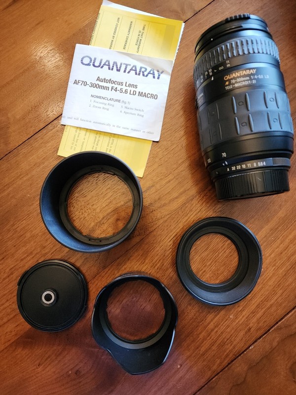 Quantaray AF 70 - 300 F4 - 5.6 LD Macro Camera Lens & Various Rings