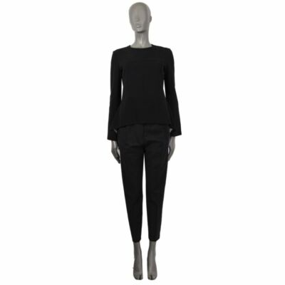 60143 auth STELLA MCCARTNEY black wool FLARED Blouse Shirt Top 40 S