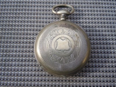Montre De Poche Ancienne En Argent Massif - Mouvement Mécanique à Clé, Cadran émaillé, Vintage