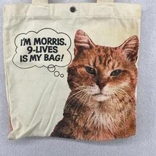 MORRIS THE CAT 9 LIVES Advertising Tote Reusable Shopping Bag Off White VTG