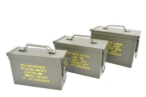 NATO 50Cal Ammo Box Army Storage Ammunition Surplus Issue Tin Tool Metal 3 Sizes - Picture 5 of 15