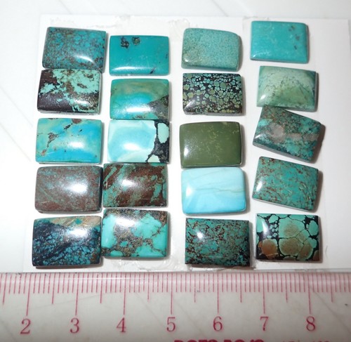 Turquoise Stone Rectangular 14x10 mm Cabochon 106 Carat 20 pieces 21.2 gram - Picture 1 of 1