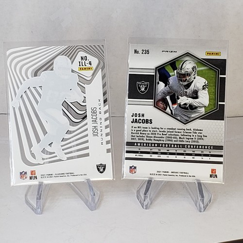 JOSH JACOBS 2021 Panini Mosaic Yellow Gold Reactive SP + Illusionists SP Raiders - Picture 4 of 4