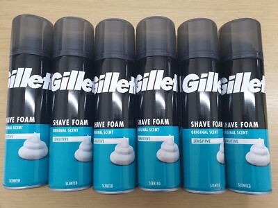 Gillette Classic Sensitive Skin Herren Rasierschaum 200ml X6 17,99£ PORTOFREI
