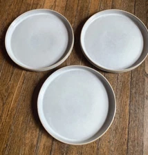 3 EW Famiware Star Dinnerware Salad Plates 8" Pottery Dishes Cappuccino White