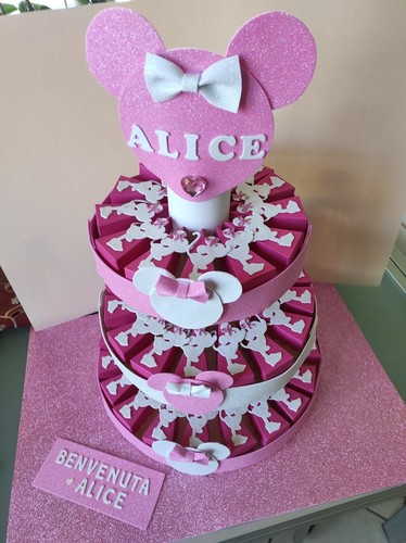TORTA BOMBONIERA MINNIE O TOPOLINO 50 SCATOLINE - COMPLETA hand Made - Foto 3 di 12
