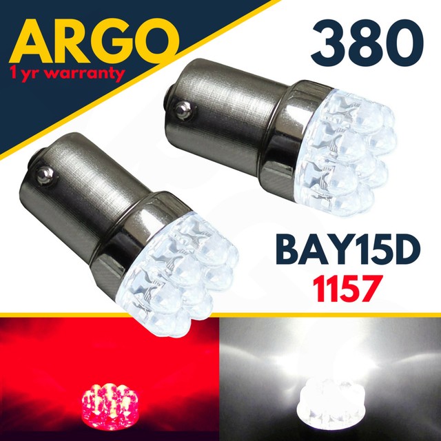 380 RED 9 LED STOP BRAKE TAIL LIGHT BULBS LAMPS 1157 BAY15D P21//5W X 2 PAIR 12V