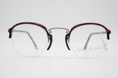 Vintage Brille Robert la Roche 144 Weinrot Schwarz Silber Halbrand eyeglasses