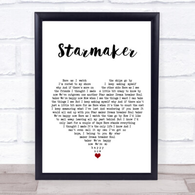 Starmaker White Heart Song Text Zitat Musik Druck