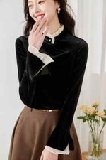 Cardigan Maglia Pullover Donna Morbido Maglione Velluto Nero Morbido 85418