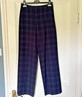 Armani Collezioni Ladies Navy Blue Check Wool Trousers Size 40 UK8?