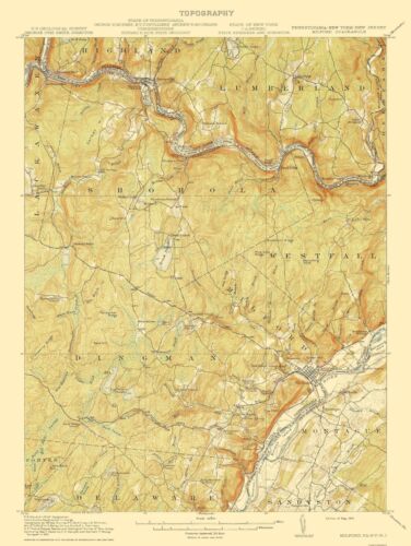 Topo Map - Milford Pennsylvania New Jersey Quad - USGS 1915 - 23 x 30.56 - Picture 1 of 5
