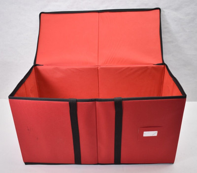 Songmics Collapsible Storage Tote Bin w Zippered Lid Red/Black Rectangular