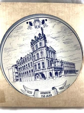 Vintage Delft Blauw Chemkefa Wall Plate Arnhem Original box and Certificate