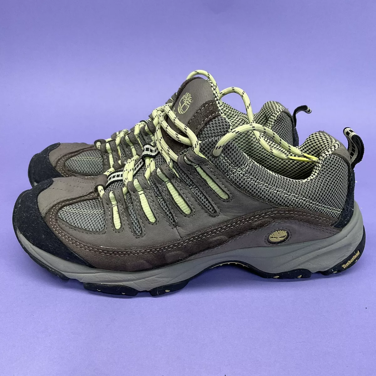 Timberland Women s Size 8M Hiking Shoes 42628 TRAIL WIND 2.0 Tan Brown with Lime