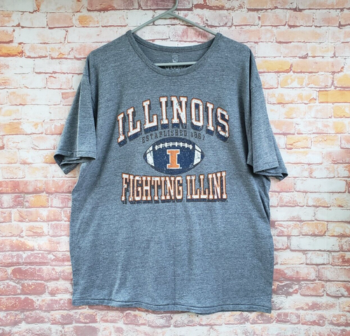 University of Illinois Fighting Illini IL Silhouette Log Canvas T-Shirt - Athletic Grey