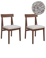 EsstischstüHle 2-Er Set Grau Bouclé Polyester Sitz Dunkles Holzgestell Isle