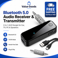 Bluetooth 5.1 Transmitter Receiver Audio Adapter AUX 3.5mm TV CAR PC Speaker AU