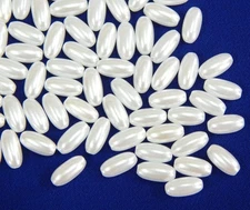 Perlin 300 White Oval Faux Pearls, 8 x 4 mm, ABC, A Grade Acrylic, Craft Bead