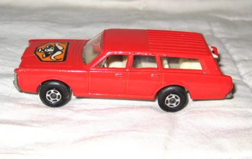 VG 1968 Matchbox #59 or 73 Mercury, Red Station Wagon with Bull Sticker