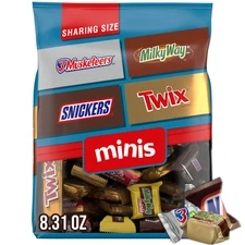 Snickers, Twix & More Minis Chocolate Candy Bars Variety Pack, Bulk Bag 8.31oz