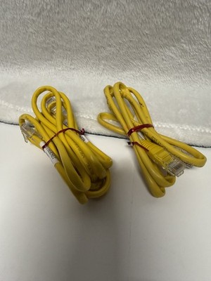 Yellow Ethernet Cables Cat5e RJ45 Lot of 2 6ft & 3ft LAN Patch Cords