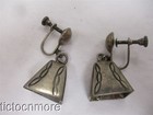 VINTAGE NAVAJO INDIAN STAMPWORK COWBELL DANGLE EARRINGS STERLING — photo 2