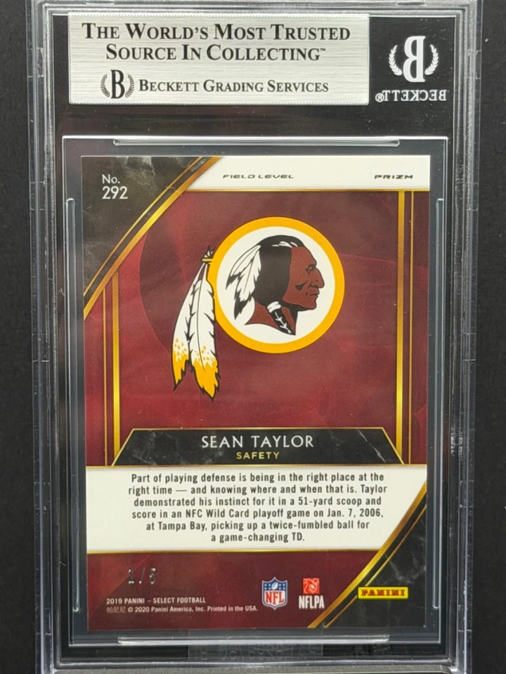 2019 Panini Select SEAN TAYLOR Prizm Green /5 BGS 9 Redskins Legend eBay 1/1 - Image 4 of 4
